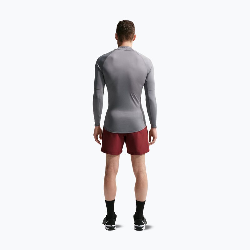 Herren-Trainingslangarmshirt Nike Pro Dri-Fit Mock-Neck smoke grey/black 3
