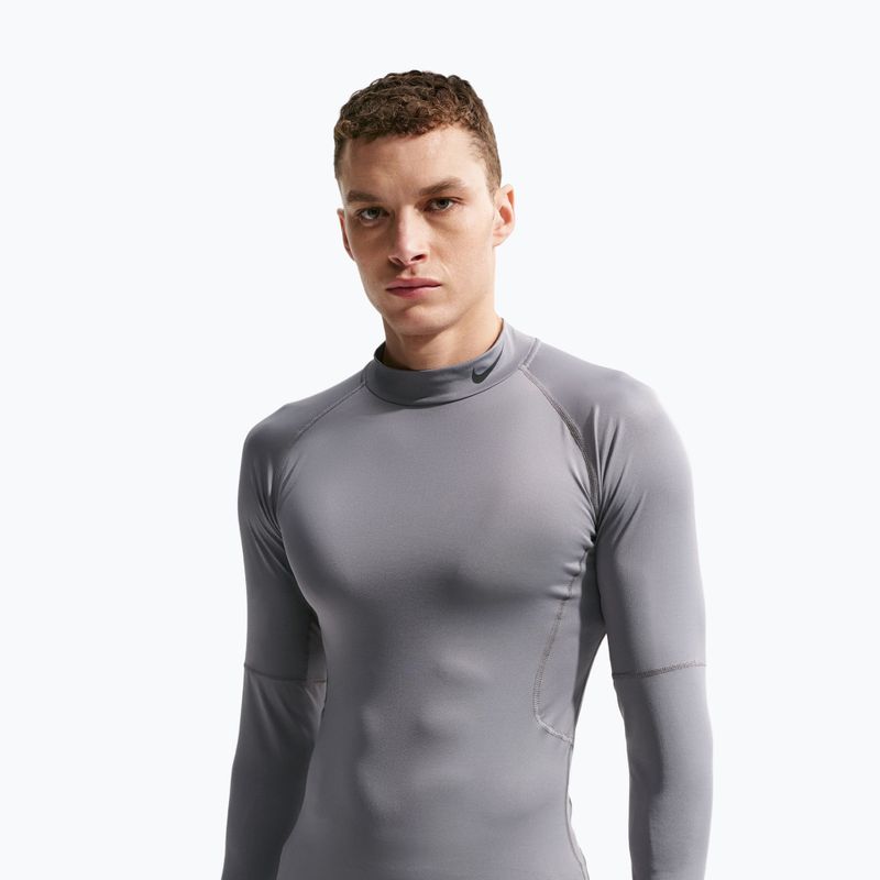 Herren-Trainingslangarmshirt Nike Pro Dri-Fit Mock-Neck smoke grey/black 4