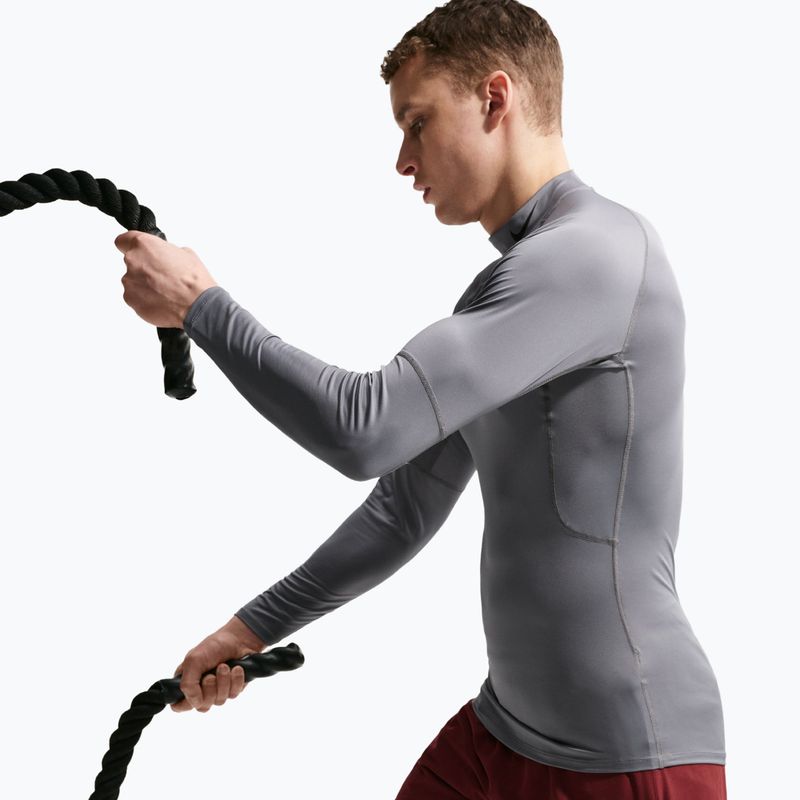 Herren-Trainingslangarmshirt Nike Pro Dri-Fit Mock-Neck smoke grey/black 5