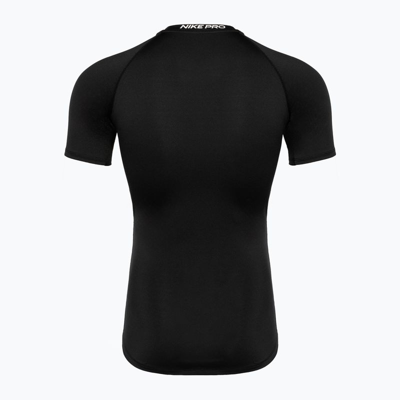 Herren Trainings-T-Shirt Nike Pro Dri-Fit Tight SS Fitness schwarz/weiß 2