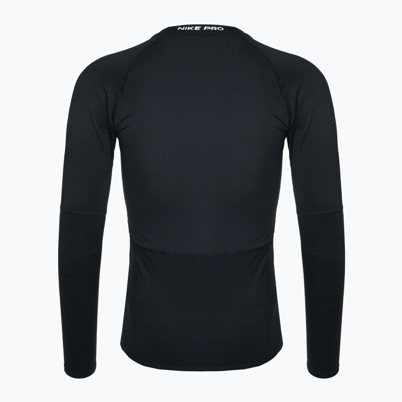 Herren Trainings-Langarmshirt Nike Pro Warm LS schwarz/weiß 2