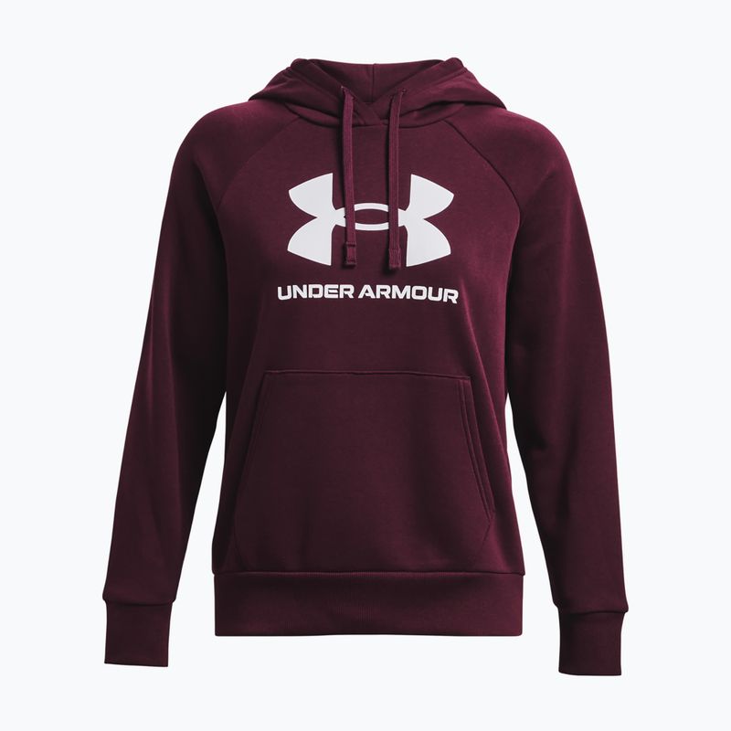 Training Sweatshirt Hoodie Damen Under Armour Rival Fleece Big Logo dark maroon/white 5