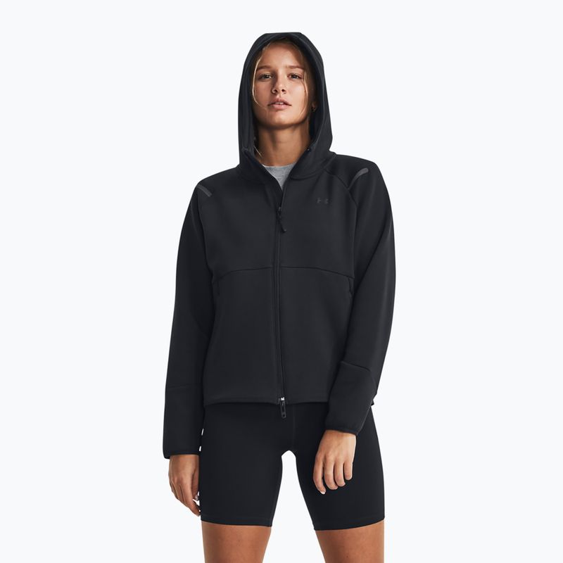 Hoodie Sweatshirt Damen Under Armour Unstoppable Fleece FZ black/black