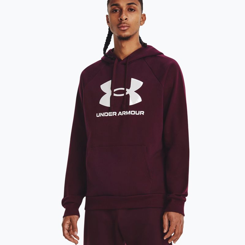 Herren Under Armour Rival Fleece Logo HD Hoodie dunkelbraun/weiß