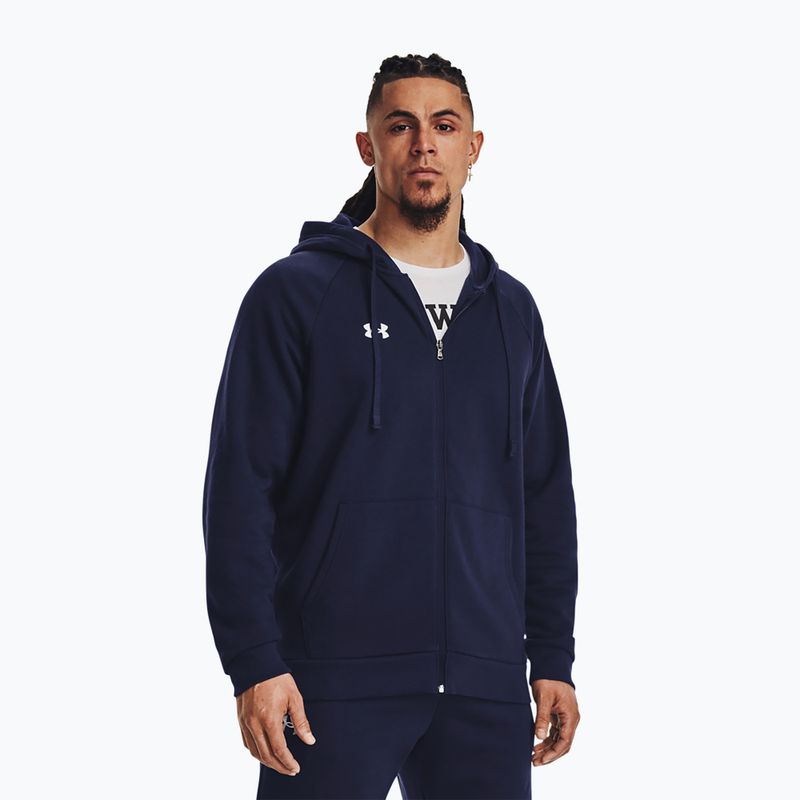 Training Sweatshirt Hoodie Herren Under Armour Rival Fleece FZ midnight navy/white