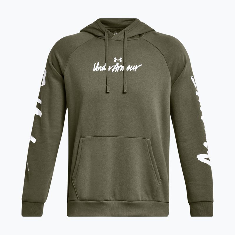 Under Armour Herren Kapuzenpulli Rival Fleece Graphic HD marine von grün/weiß 6