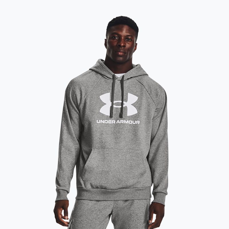 Herren Under Armour Rival Fleece Logo HD castlerock light heather/white Hoodie