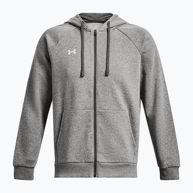 Herren Under Armour Rival Fleece FZ Hoodie castlerock light heather/white 5