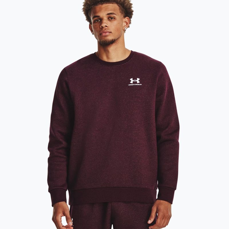 Herren Under Armour Essential Fleece Crew Sweatshirt dunkel kastanienbraun/weiß