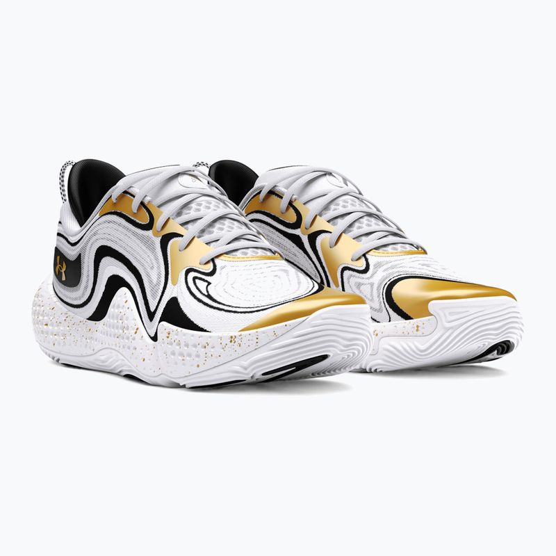 Under Armour Spawn 6 Basketball Schuhe weiß/schwarz/metallic gold 8