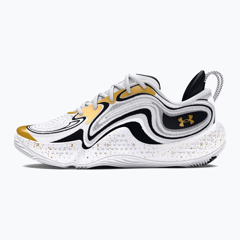Under Armour Spawn 6 Basketball Schuhe weiß/schwarz/metallic gold 10