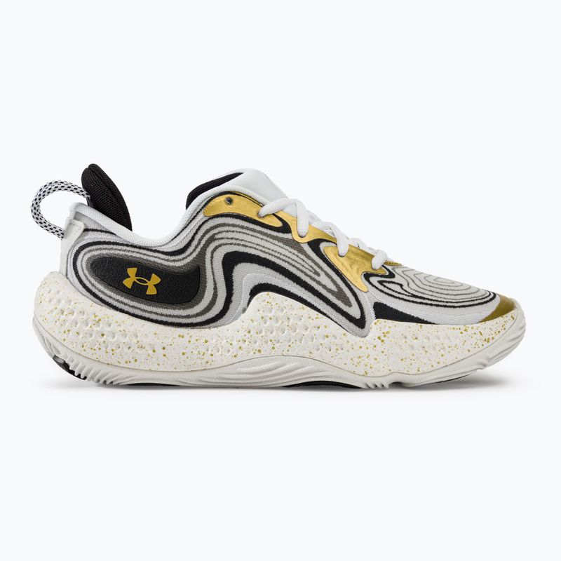 Under Armour Spawn 6 Basketball Schuhe weiß/schwarz/metallic gold 2