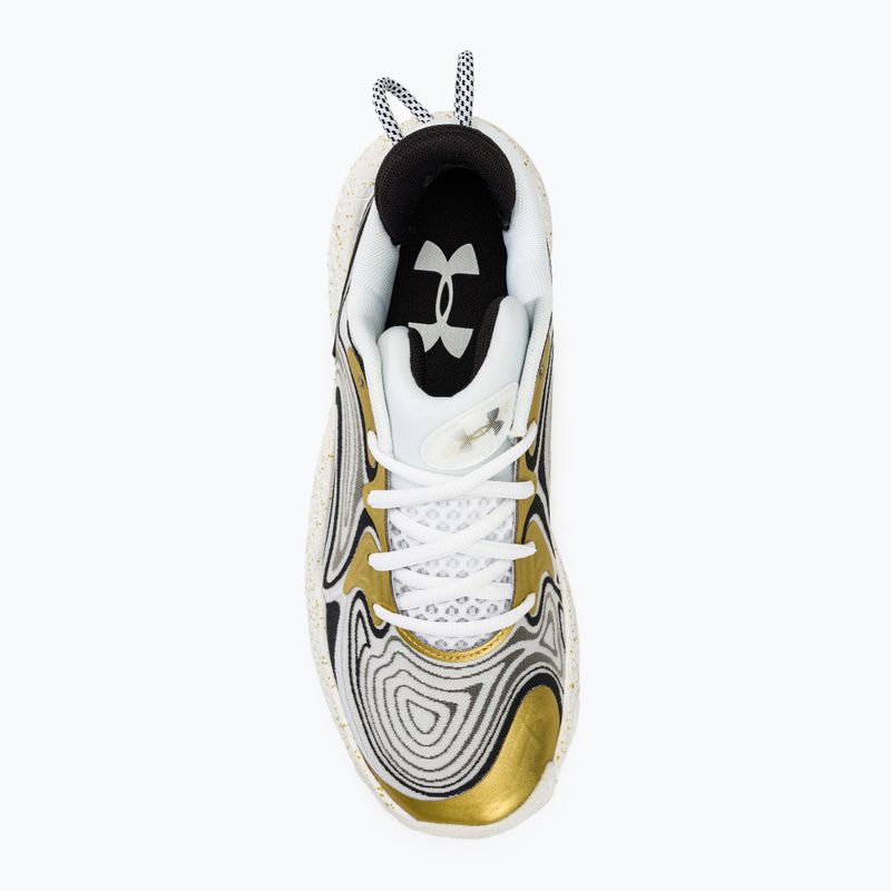 Under Armour Spawn 6 Basketball Schuhe weiß/schwarz/metallic gold 5
