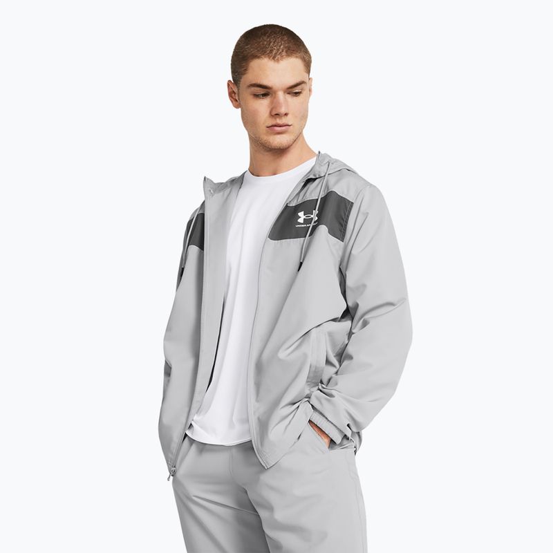 Herren Under Armour Sportstyle Windbreaker Jacke mod grau/castlerock/weiß