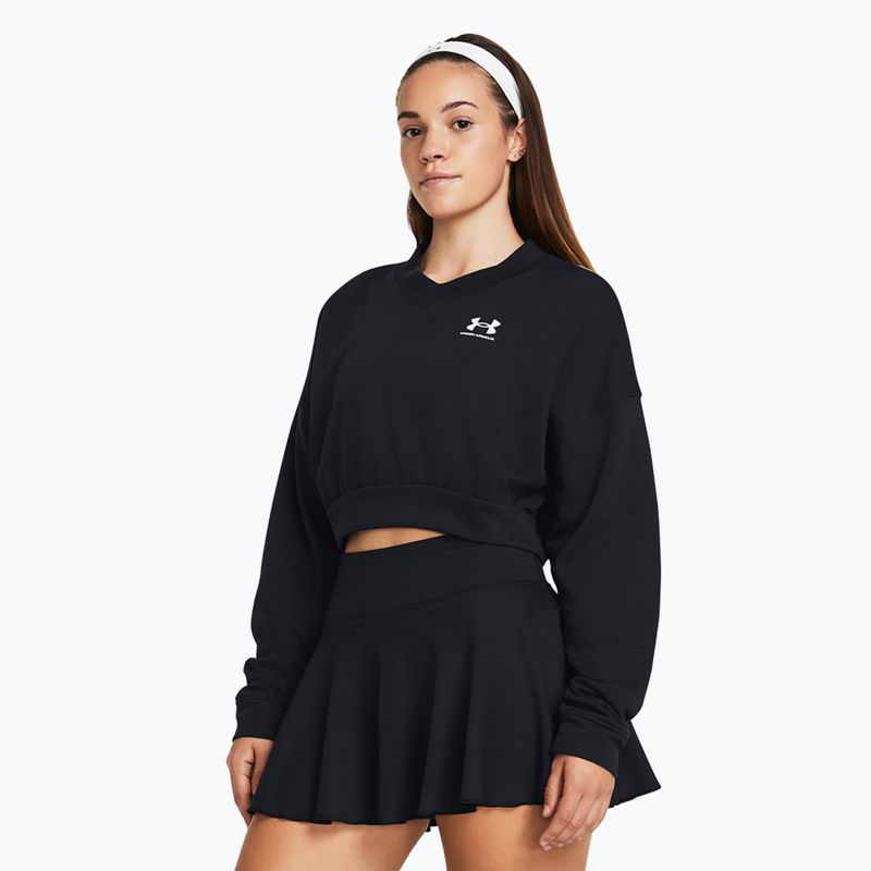 Under Armour Damen Trainingspullover Rival Terry Os Crop Crew schwarz/weiß