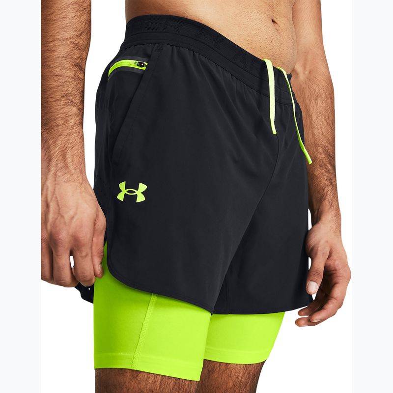 Men's Under Armour Peak Woven 2in1 Shorts schwarz/high vis gelb/high vis gelb 4