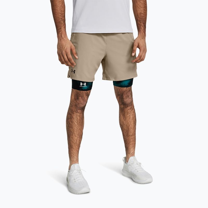 Herren Trainingsshorts Under Armour UA Vanish Woven 6in timberwolf taupe/schwarz