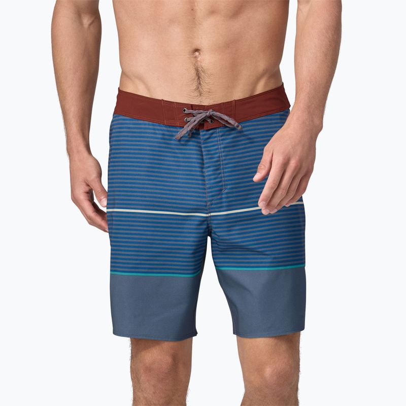 Badeshorts Herren Patagonia Hydropeak Boardshorts olivas stripe/utility blue