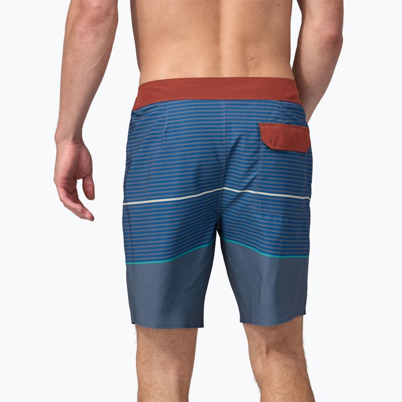Badeshorts Herren Patagonia Hydropeak Boardshorts olivas stripe/utility blue 2