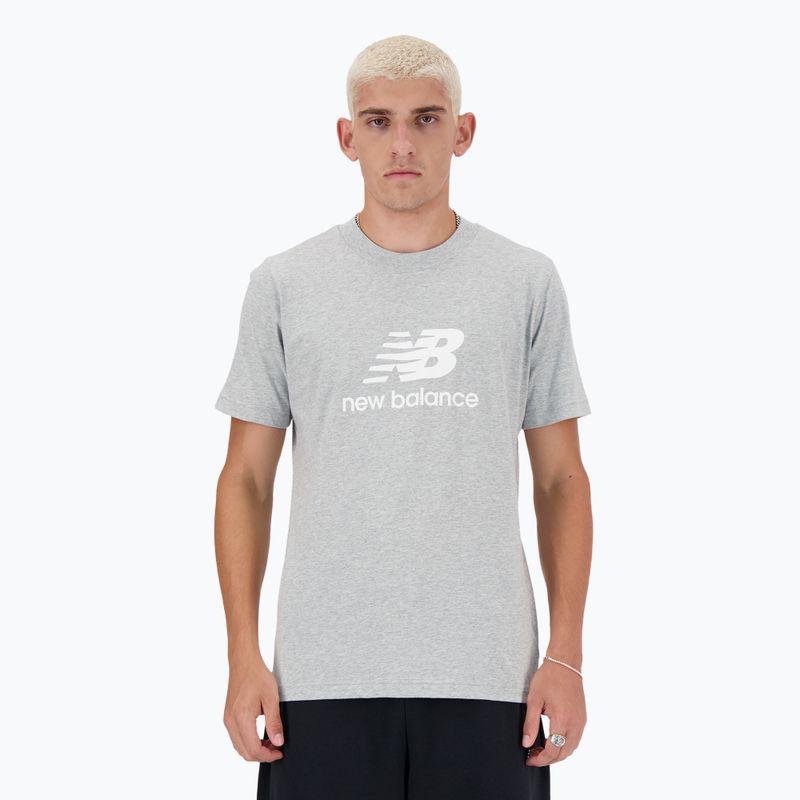 Herren New Balance Stacked Logo athletisches graues T-shirt 3