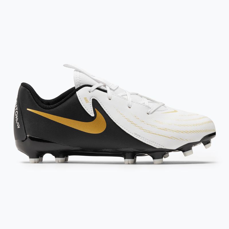 Nike Phantom GX II Academy FG/MG Junior Kinder-Fußballschuhe weiß/metallic gold coin/schwarz 2