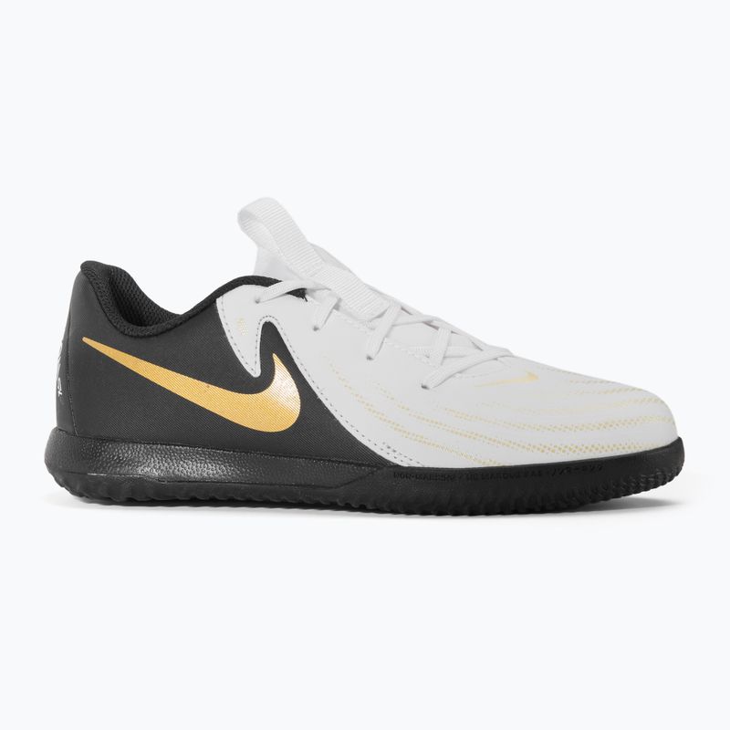 Nike Phantom GX II Academy IC Kinder-Fußballschuhe Weiß/Metallic Gold Coin/Schwarz 2