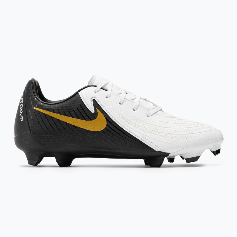 Nike Phantom GX II Academy FG/MG Fußballschuhe weiß / metallische Goldmünze / schwarz 2