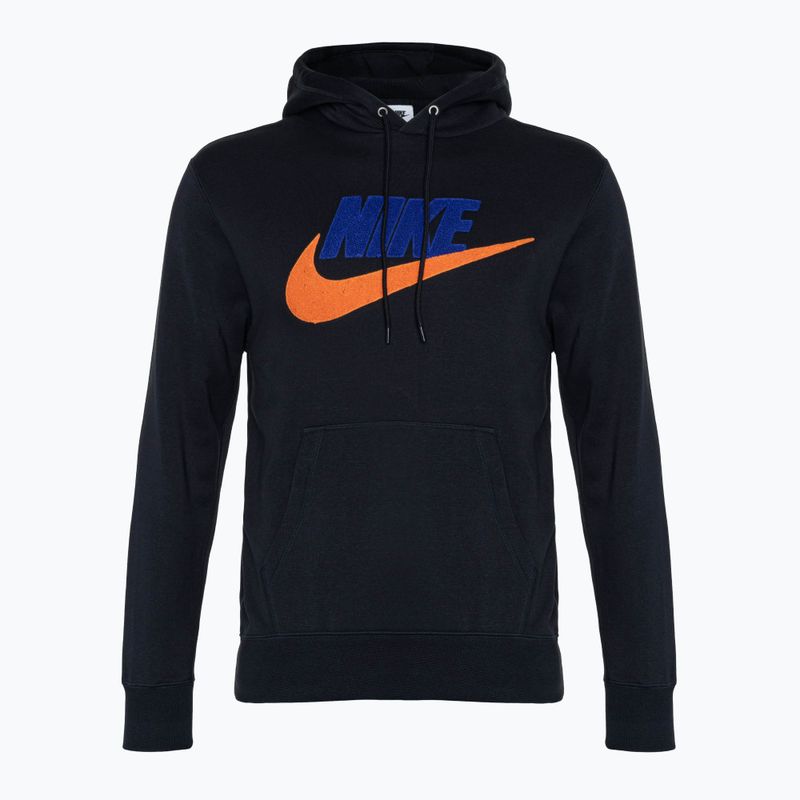 Nike Club Fleece-Kapuzenpullover für Männer schwarz/sicherheitsorange