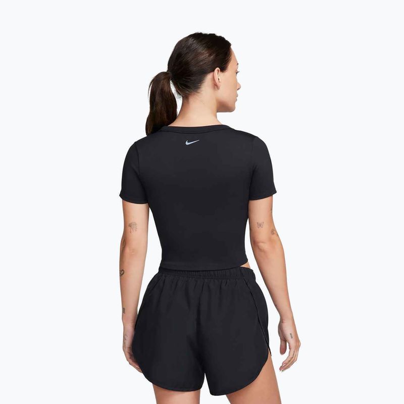 Damen Trainings-T-Shirt Nike One Fitted Dri-Fit Cropped Top schwarz 3