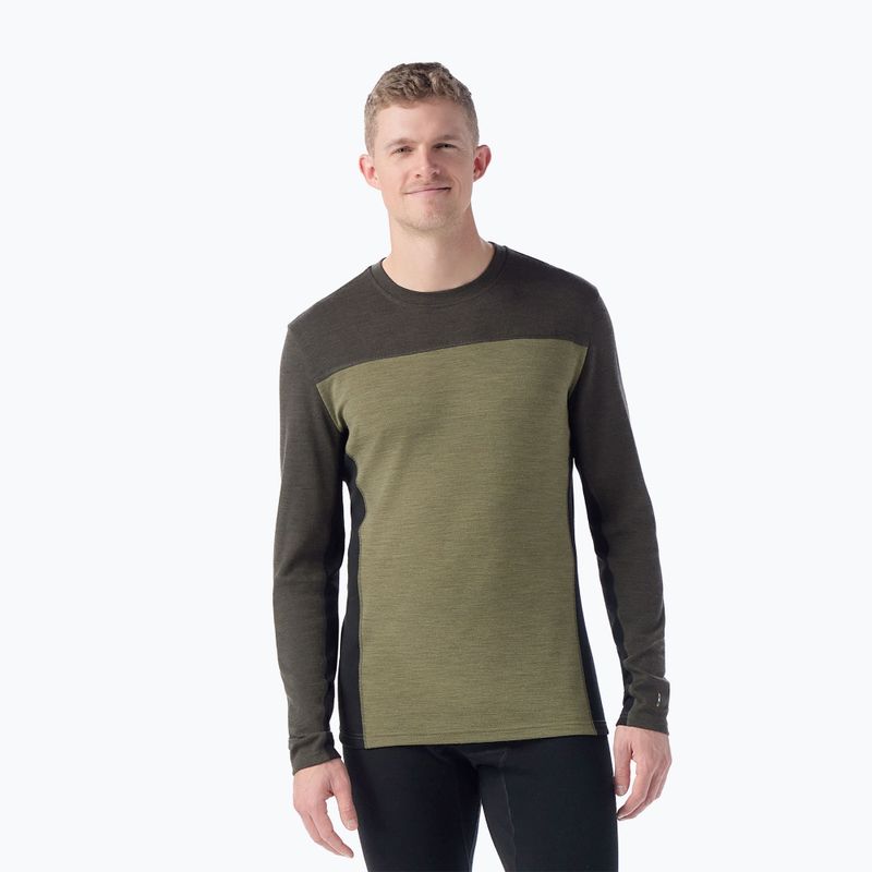 Herren Smartwool Classic Thermal Merino Base Layer Colorblock Winter Moos Longsleeve