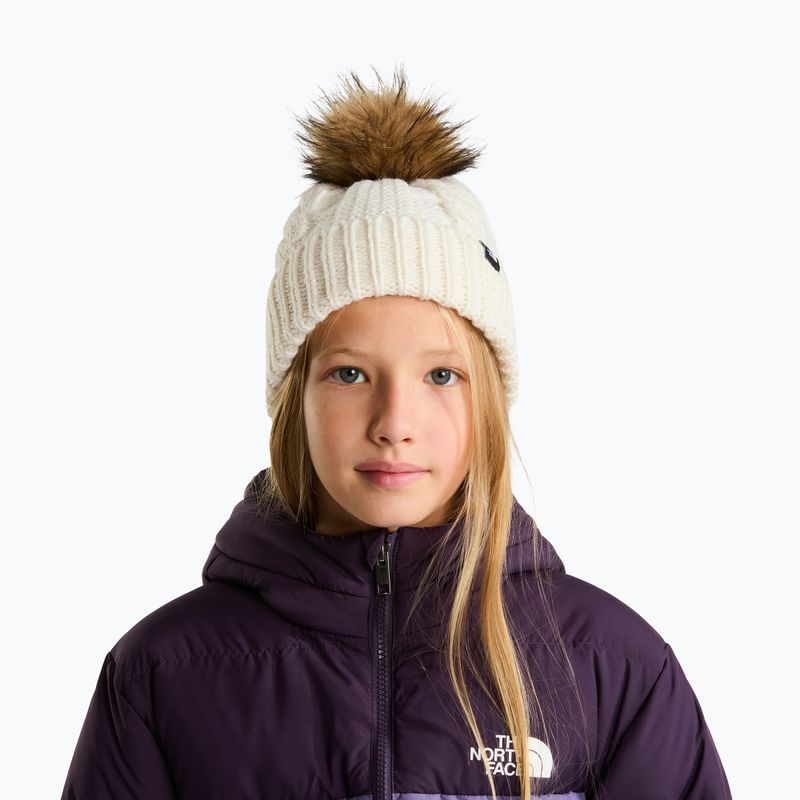 Kinder-Wintermütze The North Face Oh Mega Fur Pom Beanie white Dune 3