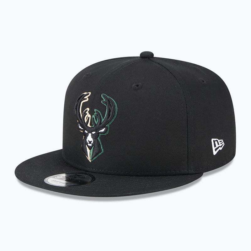 Neue Era Split Logo 9Fifty Milwaukee Bucks Kappe schwarz 2