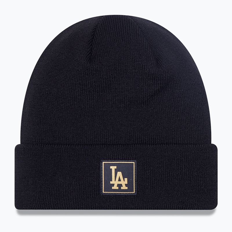 Neue Era Metallic Abzeichen Manschette stricken Los Angeles Dodgers Wintermütze schwarz