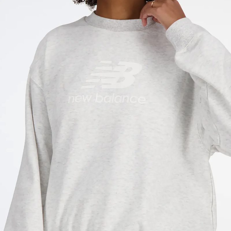 Frauen New Balance Französisch Terry Stacked Asche Heidekraut Sweatshirt 4