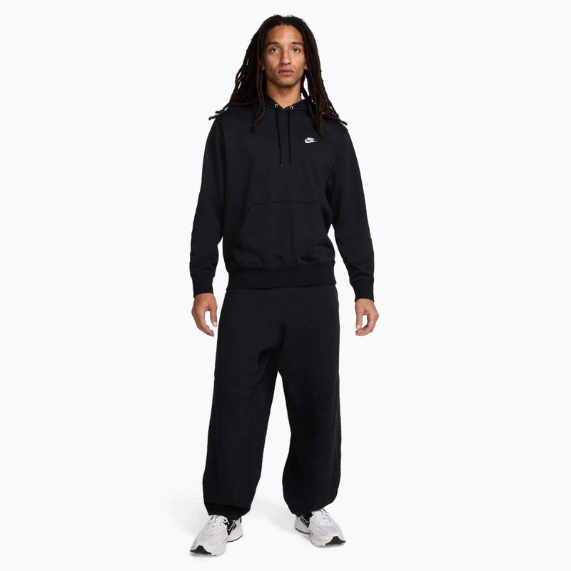 Herren Nike Club French Terry Pullover Hoodie schwarz/schwarz/weiß 2