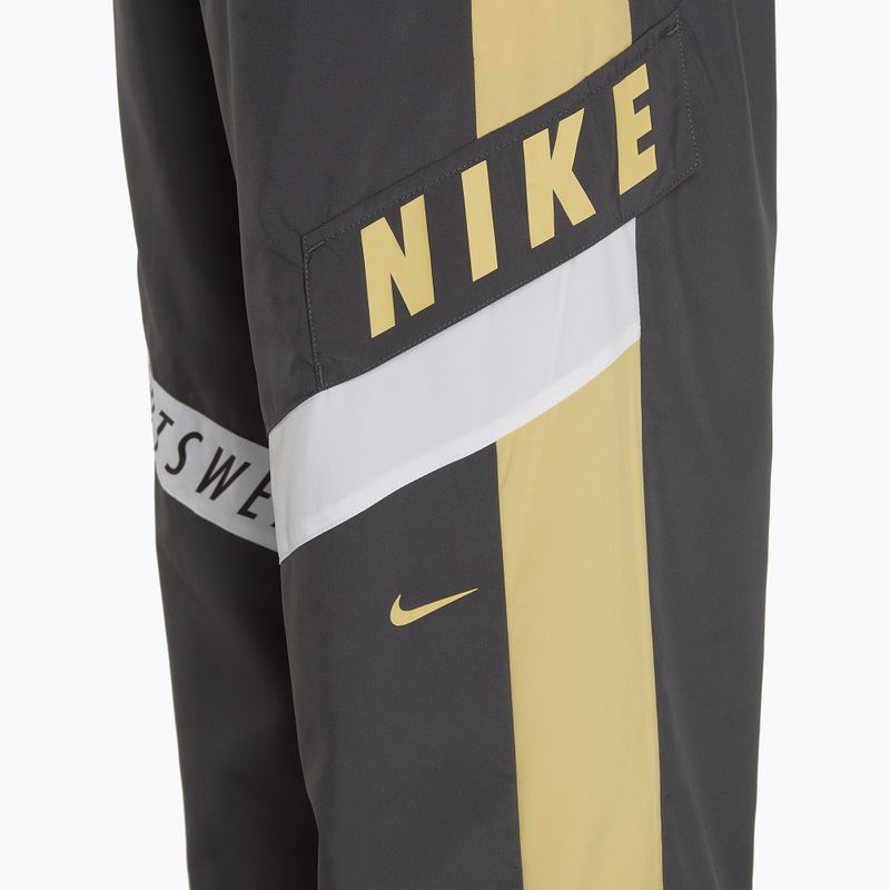 Nike Sportswear Woven High-Waisted Damenhose dunkelgrau/rauchgrau/saturn gold/weiß 3