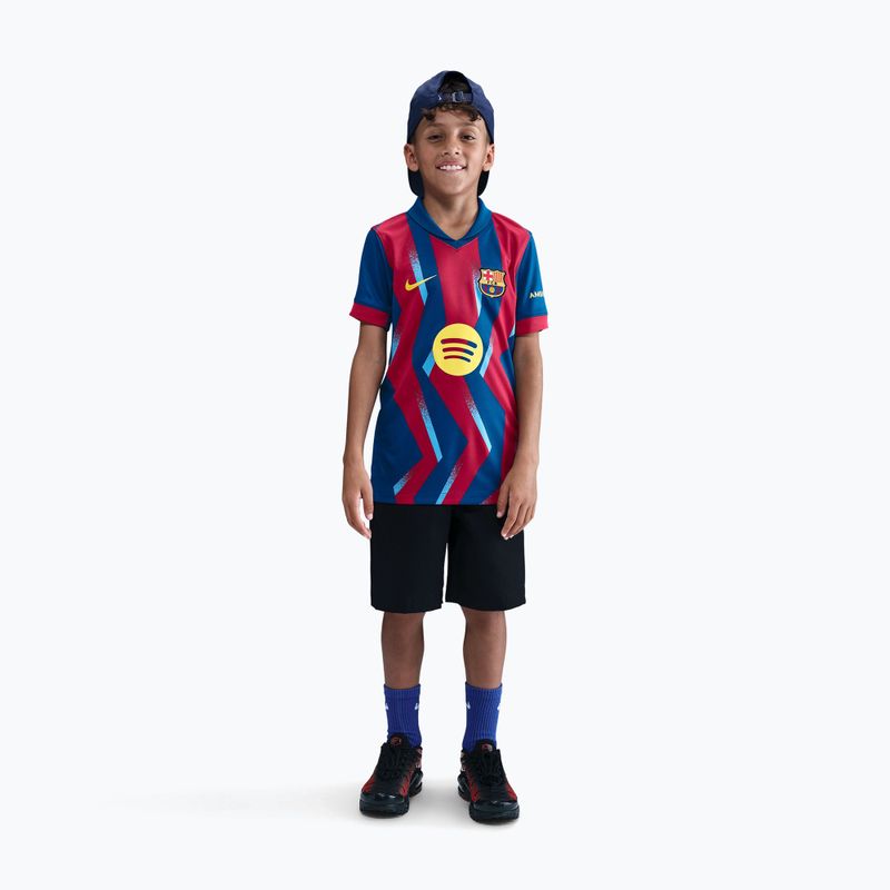 Kinder-Fußballtrikot Nike FC Barcelona 2025/26 Stadium Fourth gym blue/gym blue/salsa red/opti yellow 2