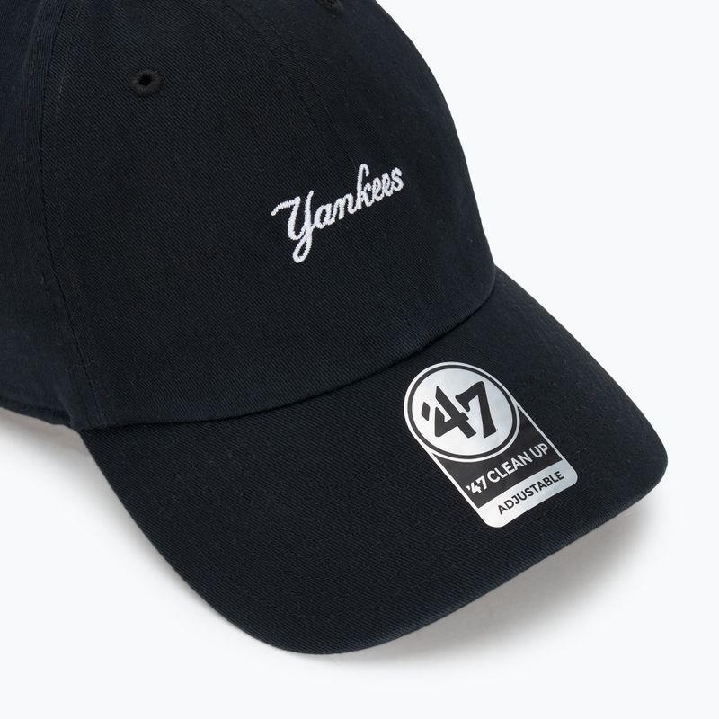 47 Brand MLB New York Yankees Base Runner Script CLEAN UP Kappe schwarz 3