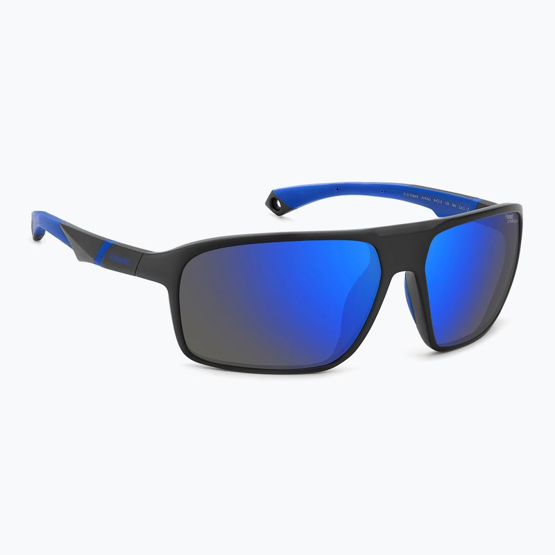 Polaroid PLD 7058/S mattschwarz blau/blauer Spiegel polarisiert hc Herren-Sonnenbrille