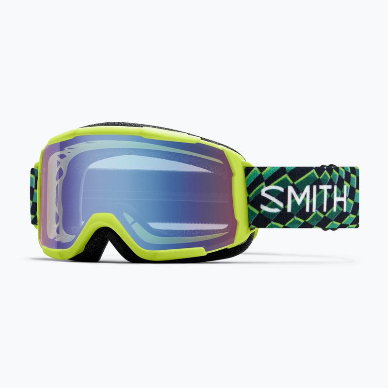Kinder-Skibrille Smith Daredevil Jr electric lime left turn/blue sensor mirror 5