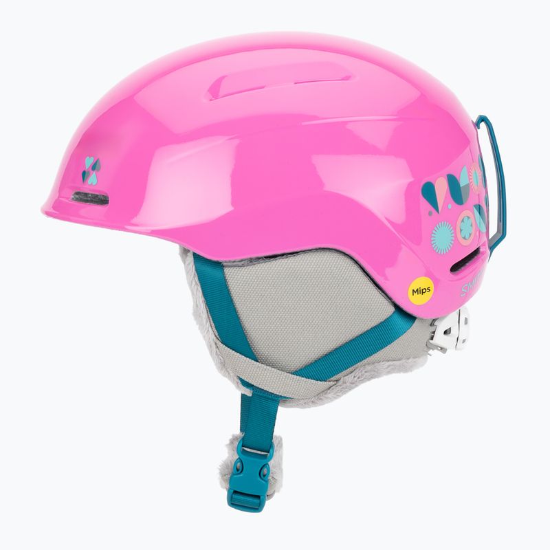 Kinder-Skihelm Smith Glide Jr Mips vivid pink hearts 3