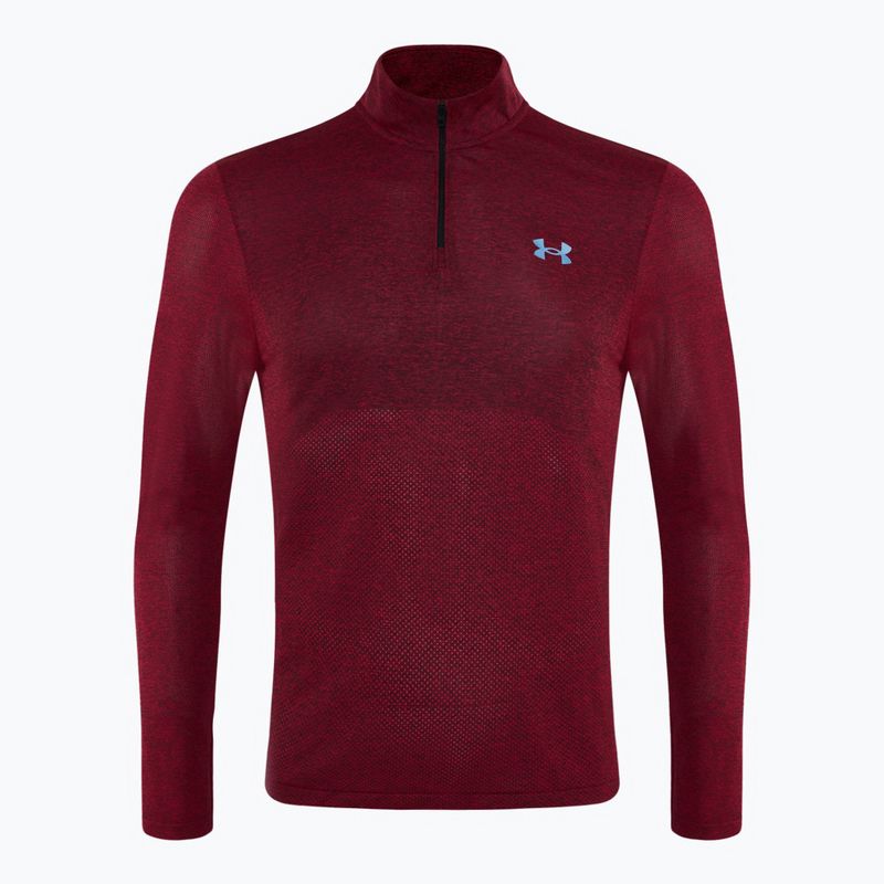 Herren unter Rüstung nahtlose Stride 1/4 Zip laufen Sweatshirt Racer rot / reflektierend