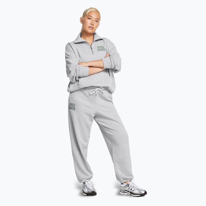 Under Armour Damenhose Icon Heavyweight Terry Oversized mod grau hell heather/forest green 2