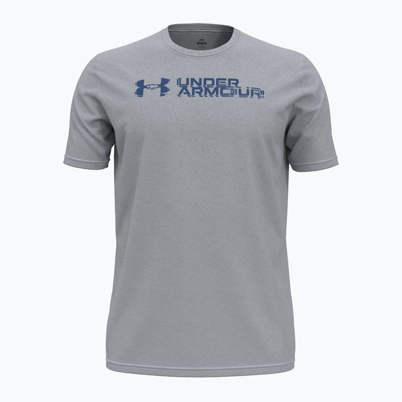 Herren Under Armour Sliced Wordmark 60/40S mod grau/tech blau Trainings-T-Shirt