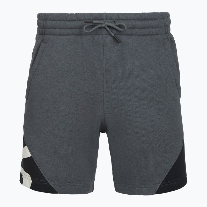 Männer unter Rüstung Curry Splash Fleece-Shorts castlerock voll heather/schwarz/weiß Ton
