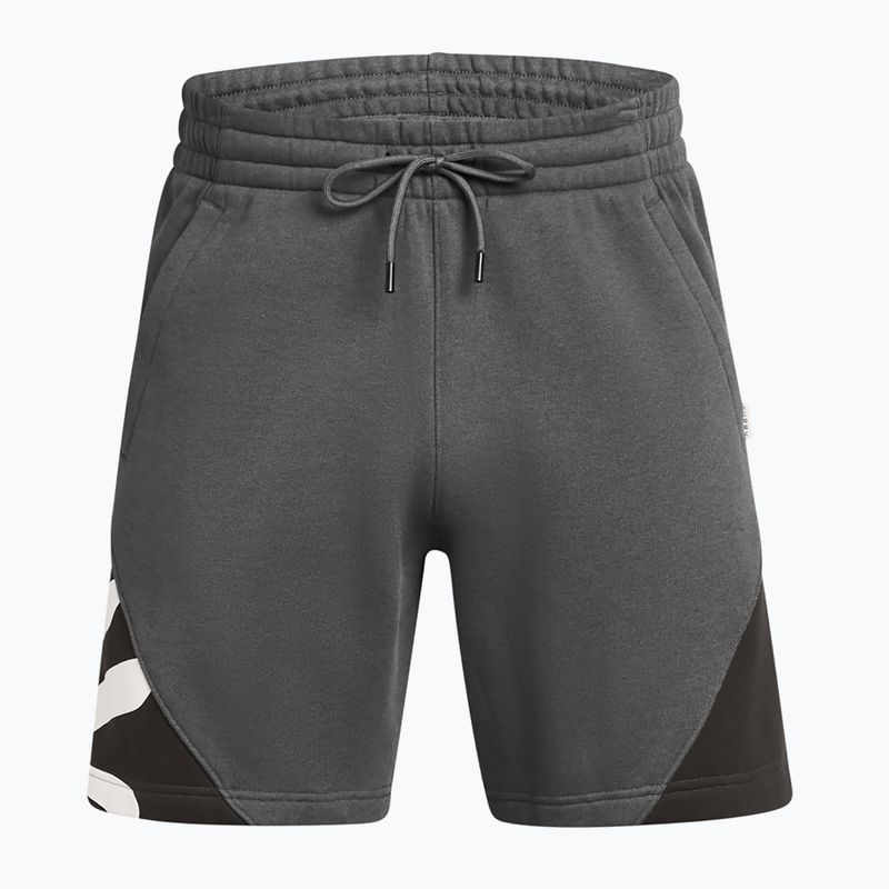 Männer unter Rüstung Curry Splash Fleece-Shorts castlerock voll heather/schwarz/weiß Ton