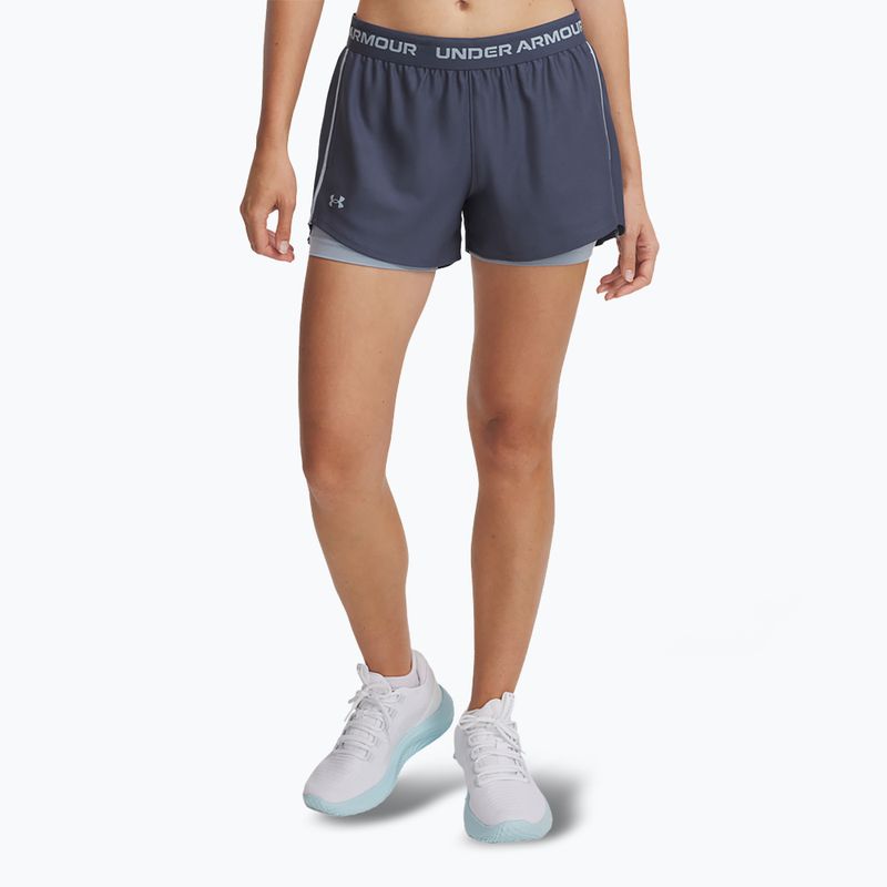 Trainingsshorts Damen Under Armour Tech Play Up 2in1 downpour gray / harbor blue / harbor blue