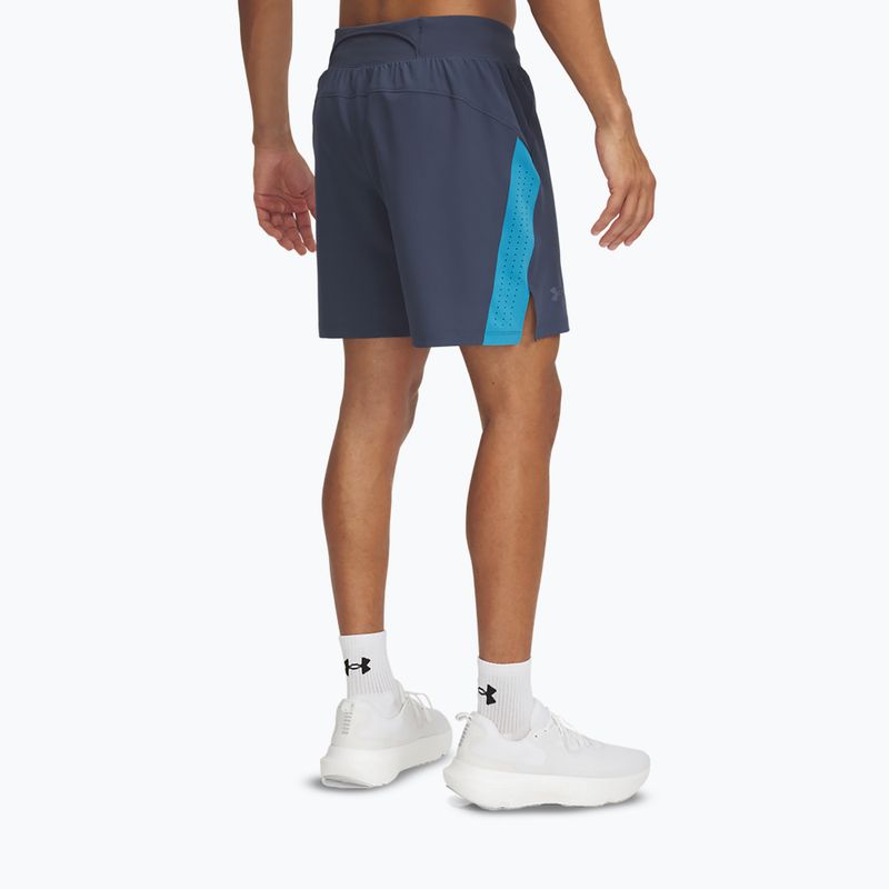 Laufshorts Herren Under Armour Launch Pro 7" downpour gray / ether blue / reflective 3