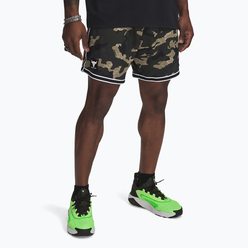 Shorts Herren Under Armour Project Rock Mesh baroque green / white