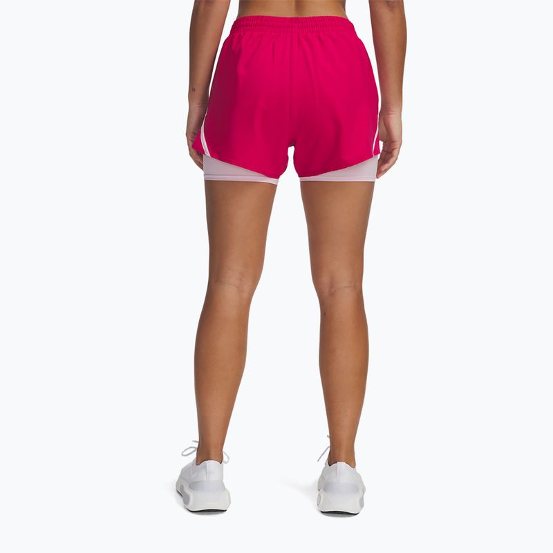 Laufshorts Damen Under Armour Fly By 2in1 shaded fuchsia / prime pink / reflective 3